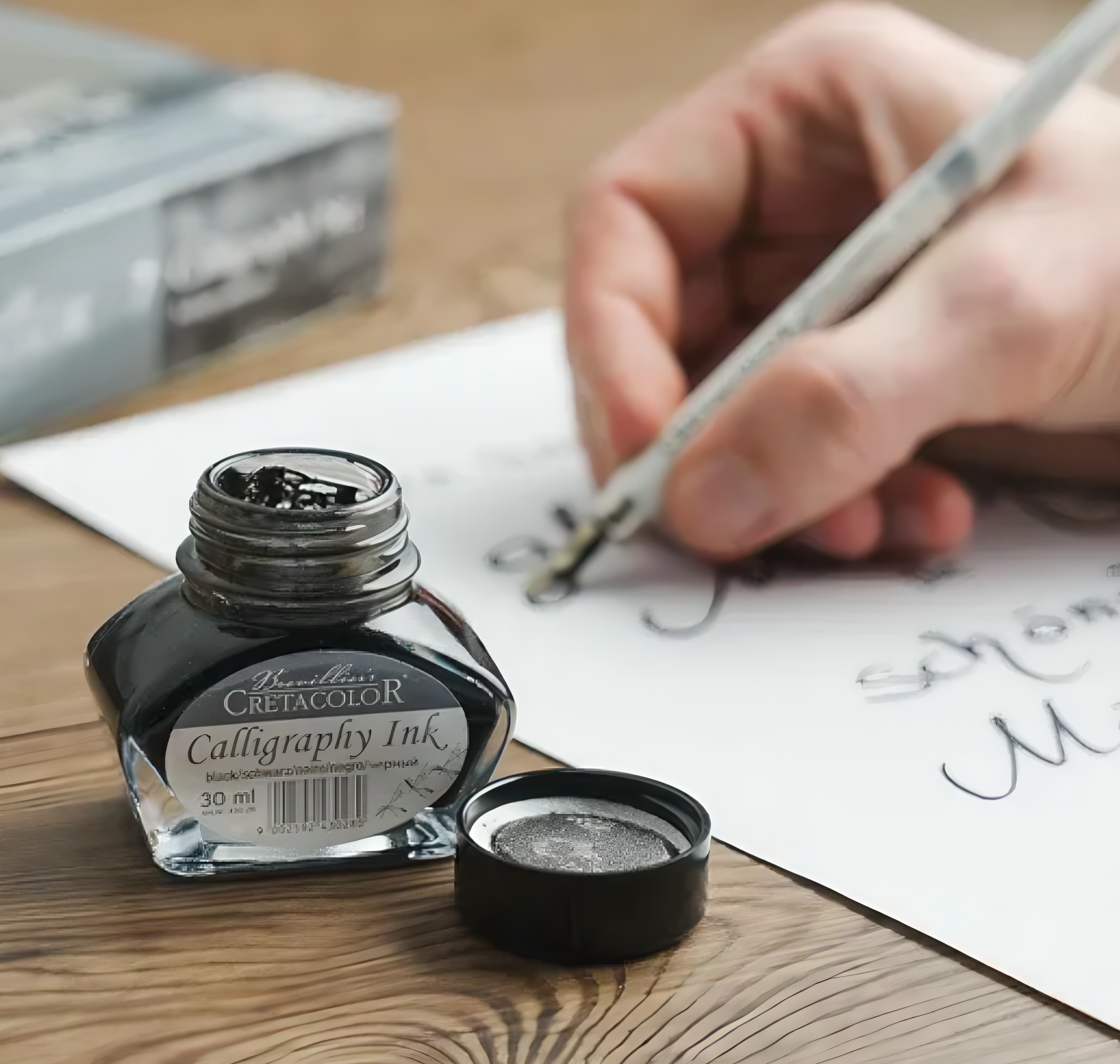 Coffret calligraphie - Porte-plume + 5 plumes + encre de Chine - Cretacolor