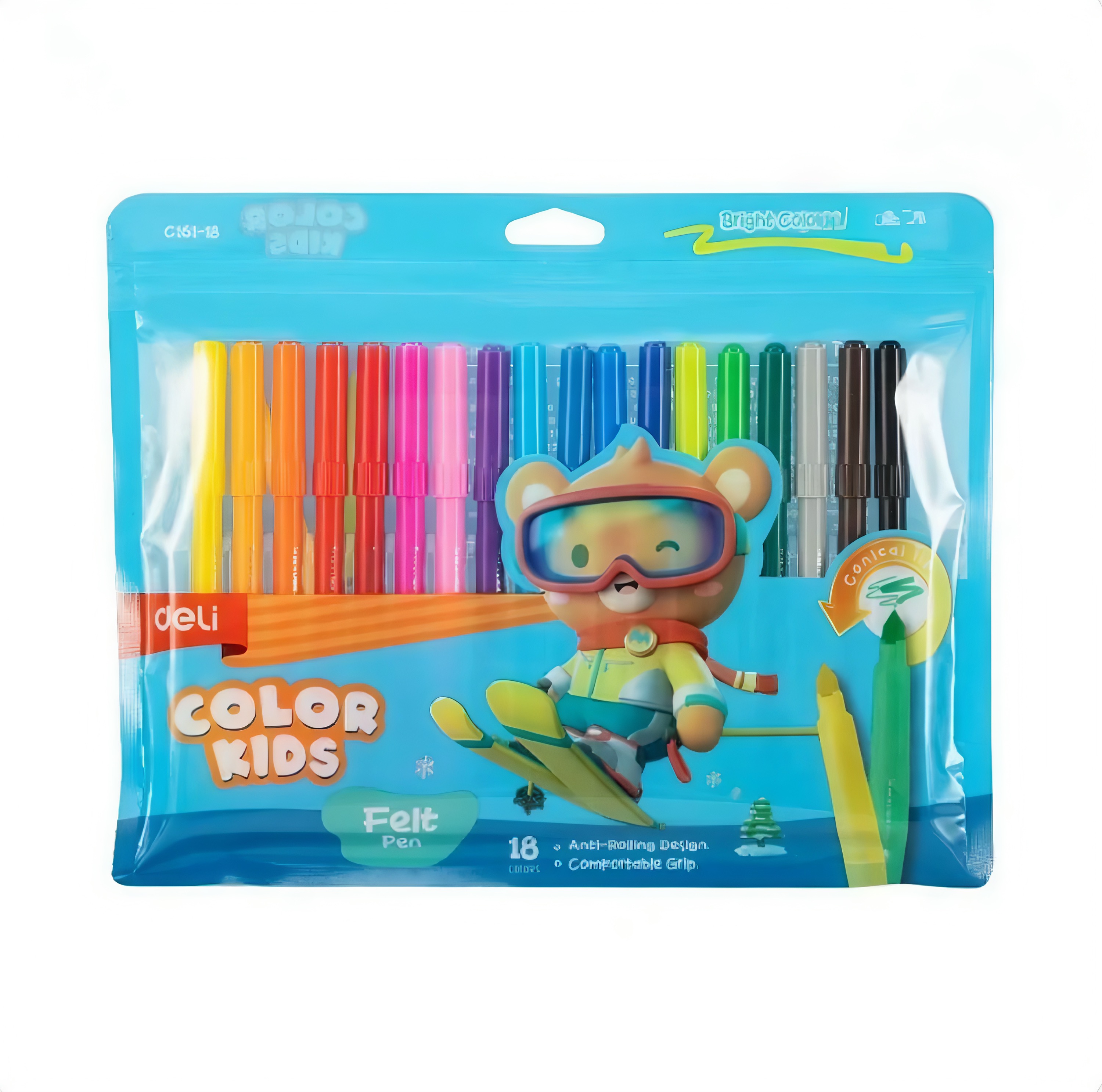 Feutre scolaire sac de 18 couleurs kids - DELI REF.C161-18