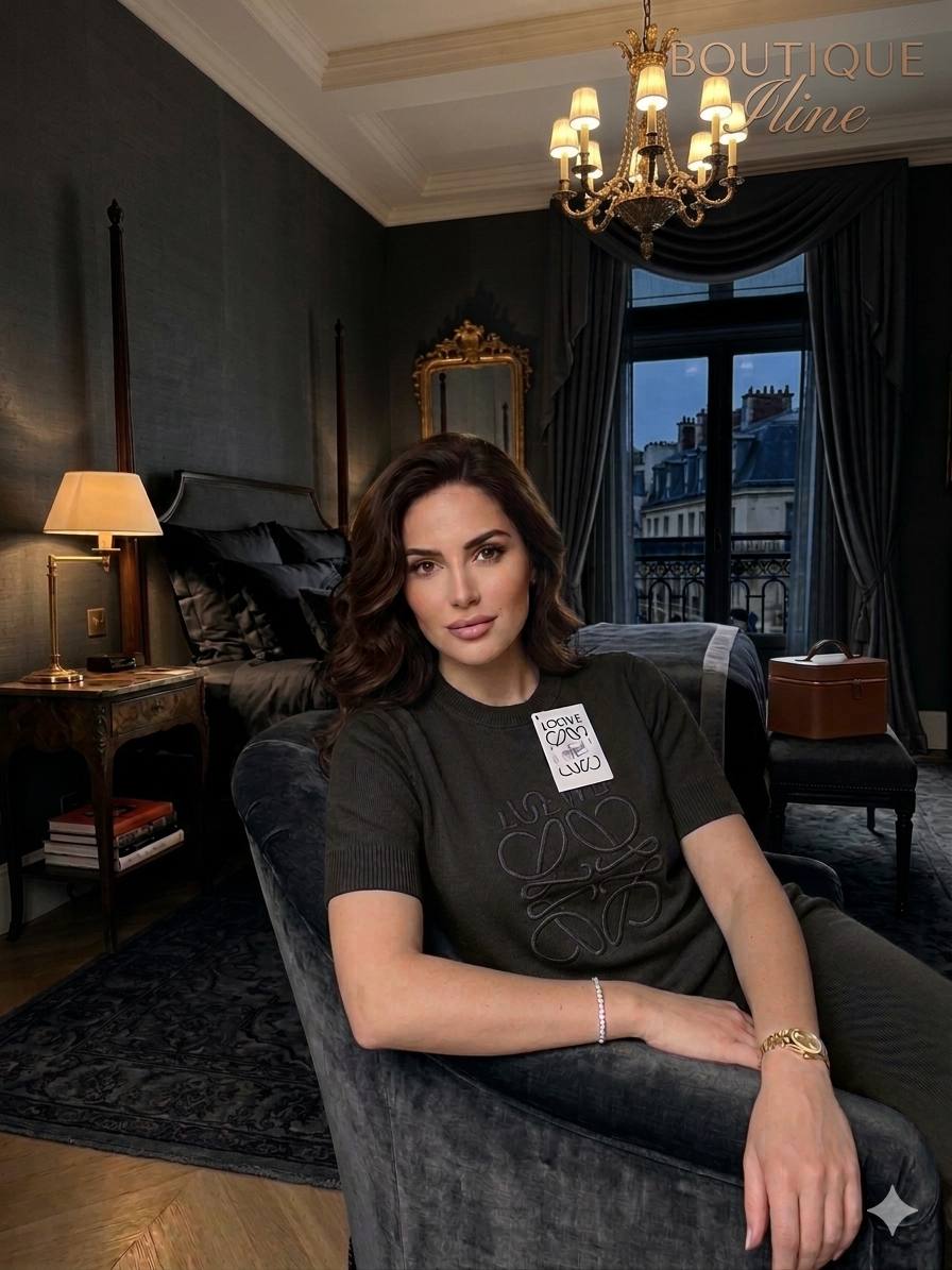 Ensemble Côtelé Brodé Logo – T-shirt & Pantalon Évasé