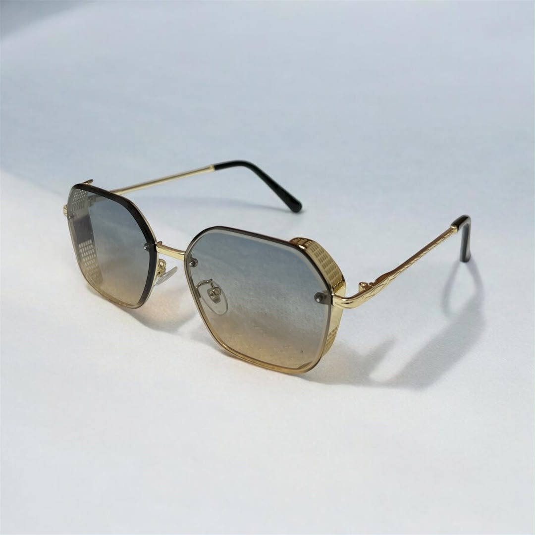Lunettes de Soleil Polygonales à Monture Métallique