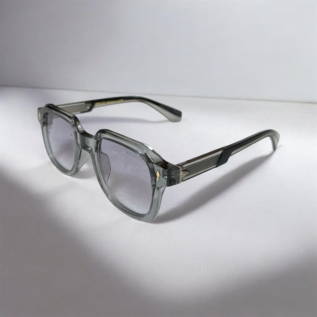 Lunettes de Soleil Carrées Monture Transparente Grise