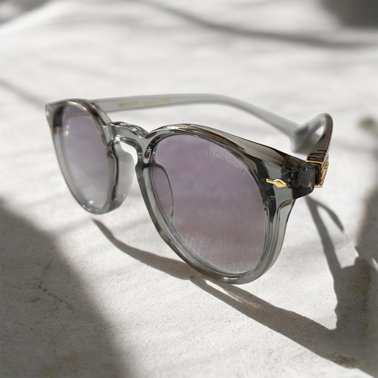 Lunettes de Soleil Rondes Monture Transparente Grise