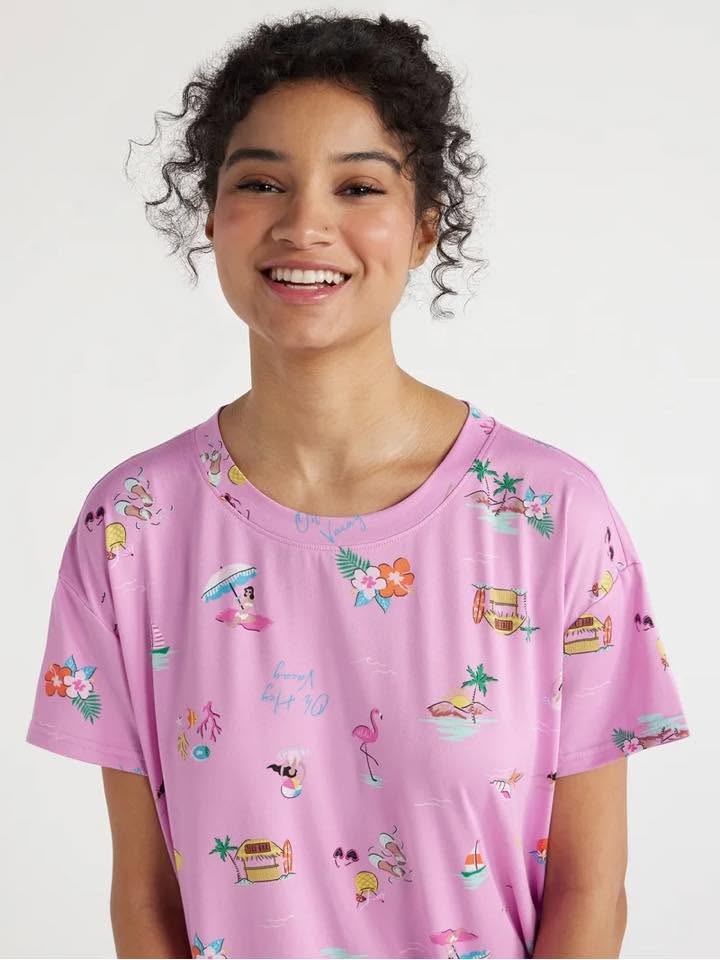 T-shirt de Pyjama Femme à Imprimé Fantaisie