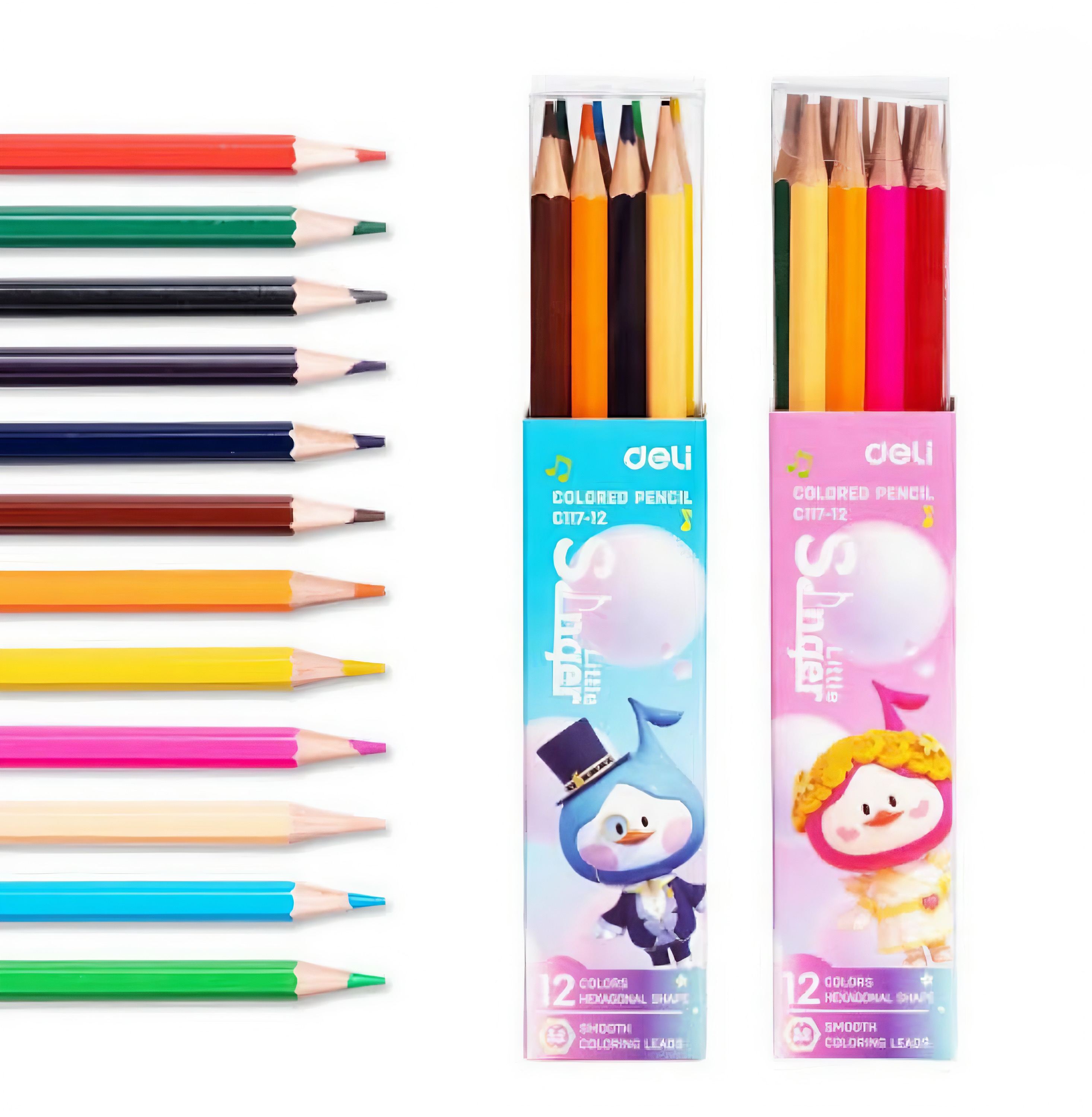 crayons de couleur de 12 couleurs de la marque Deli ref C117-12