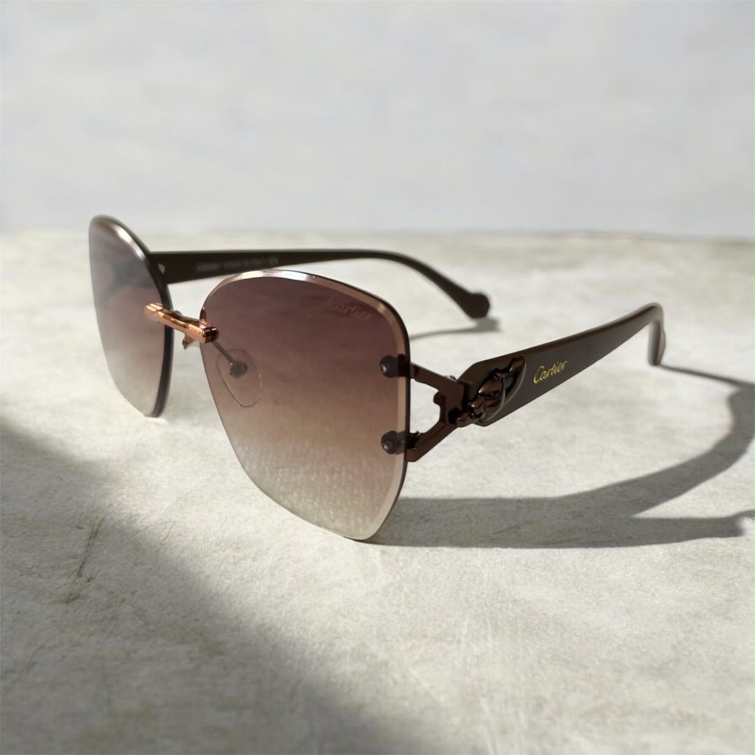 Lunettes de Soleil Sans Monture Doré et Noir