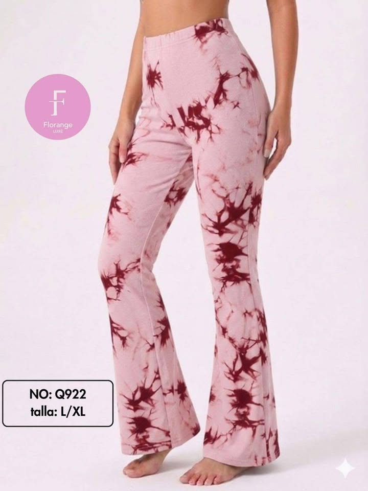 Pantalon Évasé Tie-Dye Taille Haute Femme