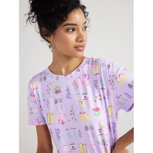 T-shirt de Pyjama Femme à Imprimé Fantaisie