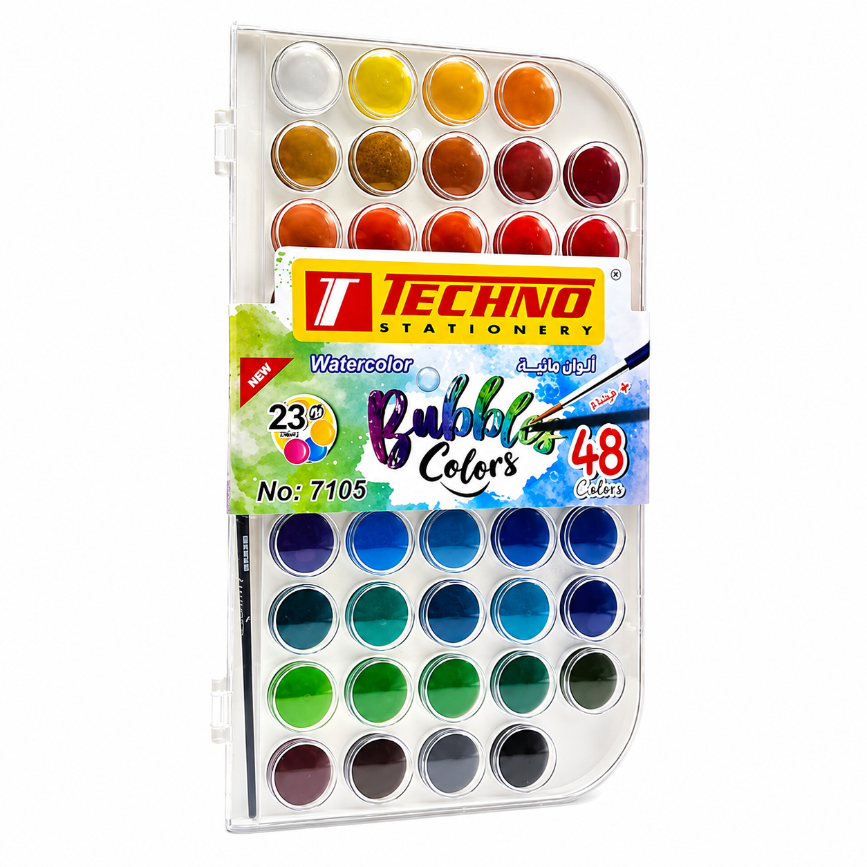 AQUARELLE BUBBLES COLORS 48 PASTILLES 23MM+PINCEAU TECHNO 7105