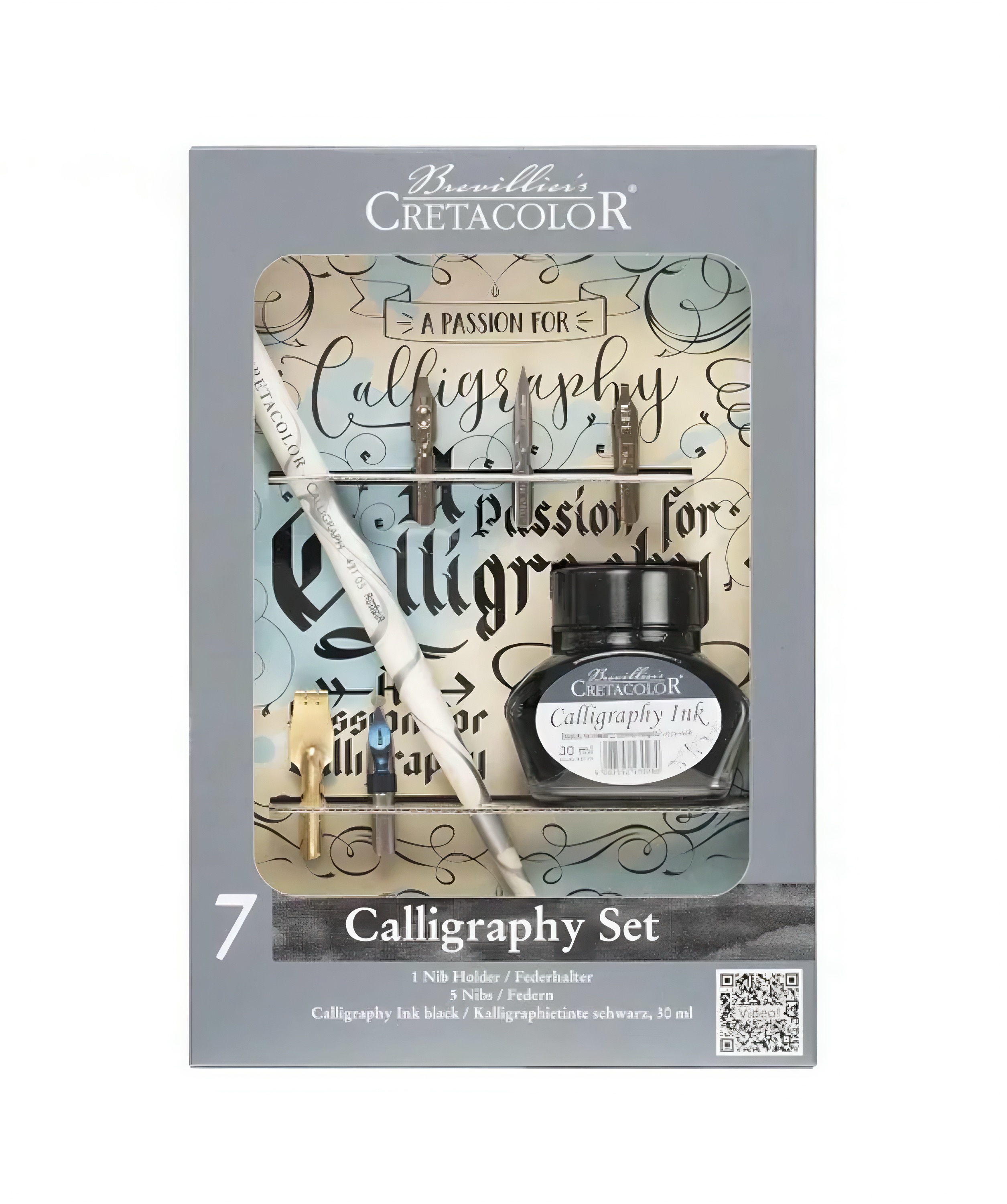 Coffret calligraphie - Porte-plume + 5 plumes + encre de Chine - Cretacolor