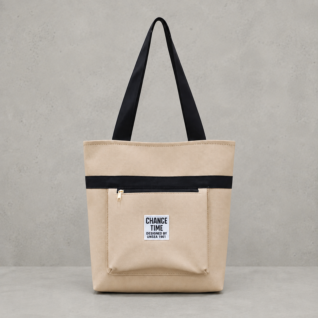 Tote Bag Canvas Bicolore Beige chance time