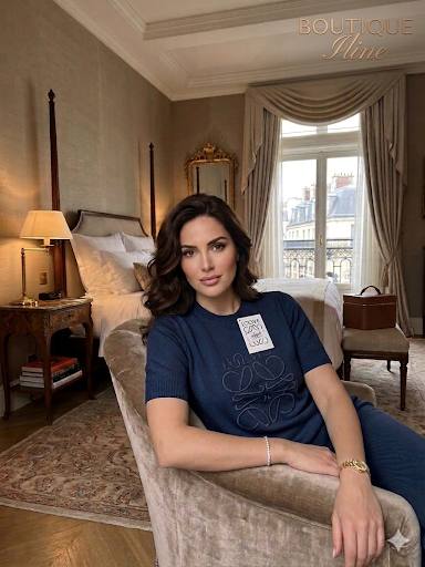 Ensemble Côtelé Brodé Logo – T-shirt & Pantalon Évasé