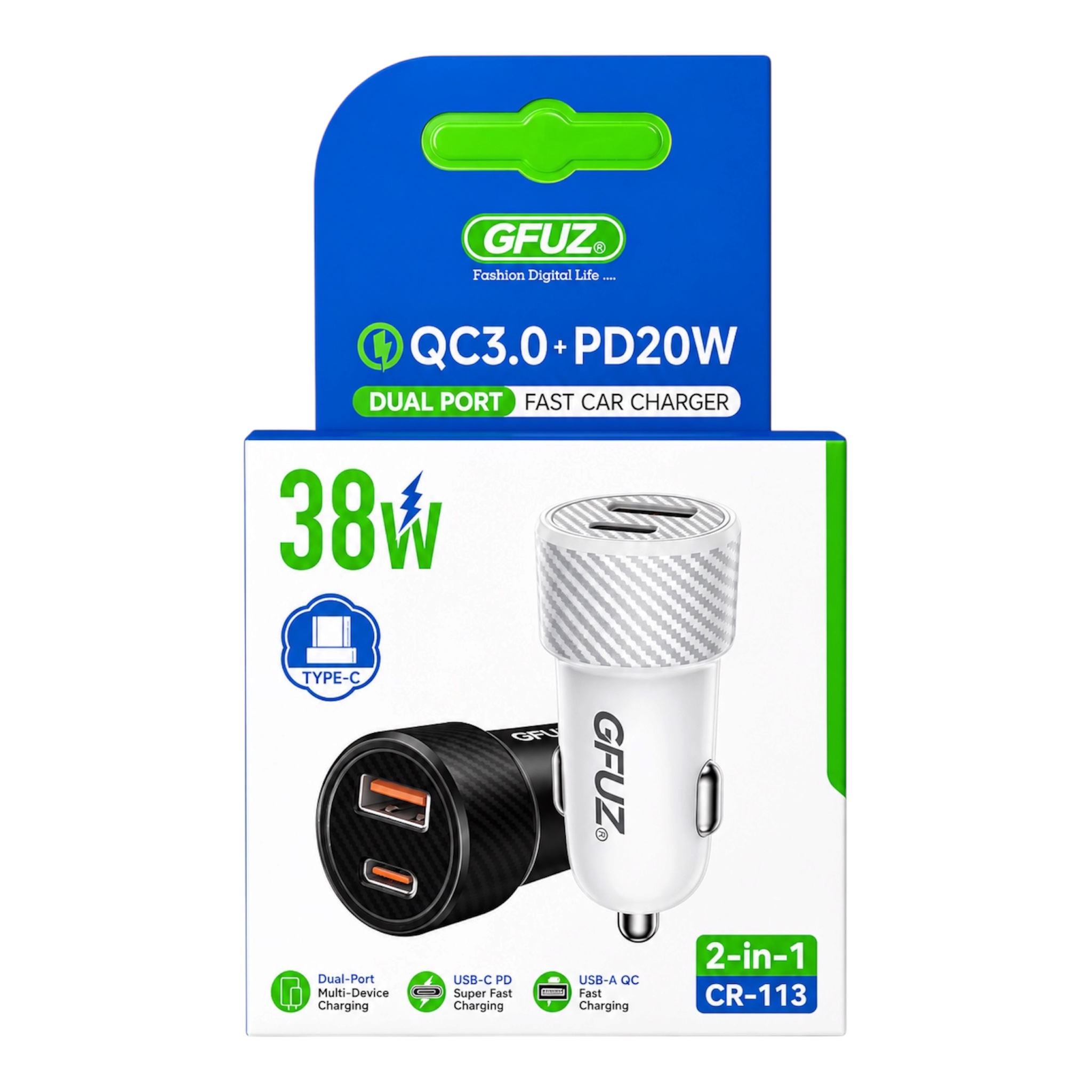 Chargeur gfuz auto câble tyc fast charge